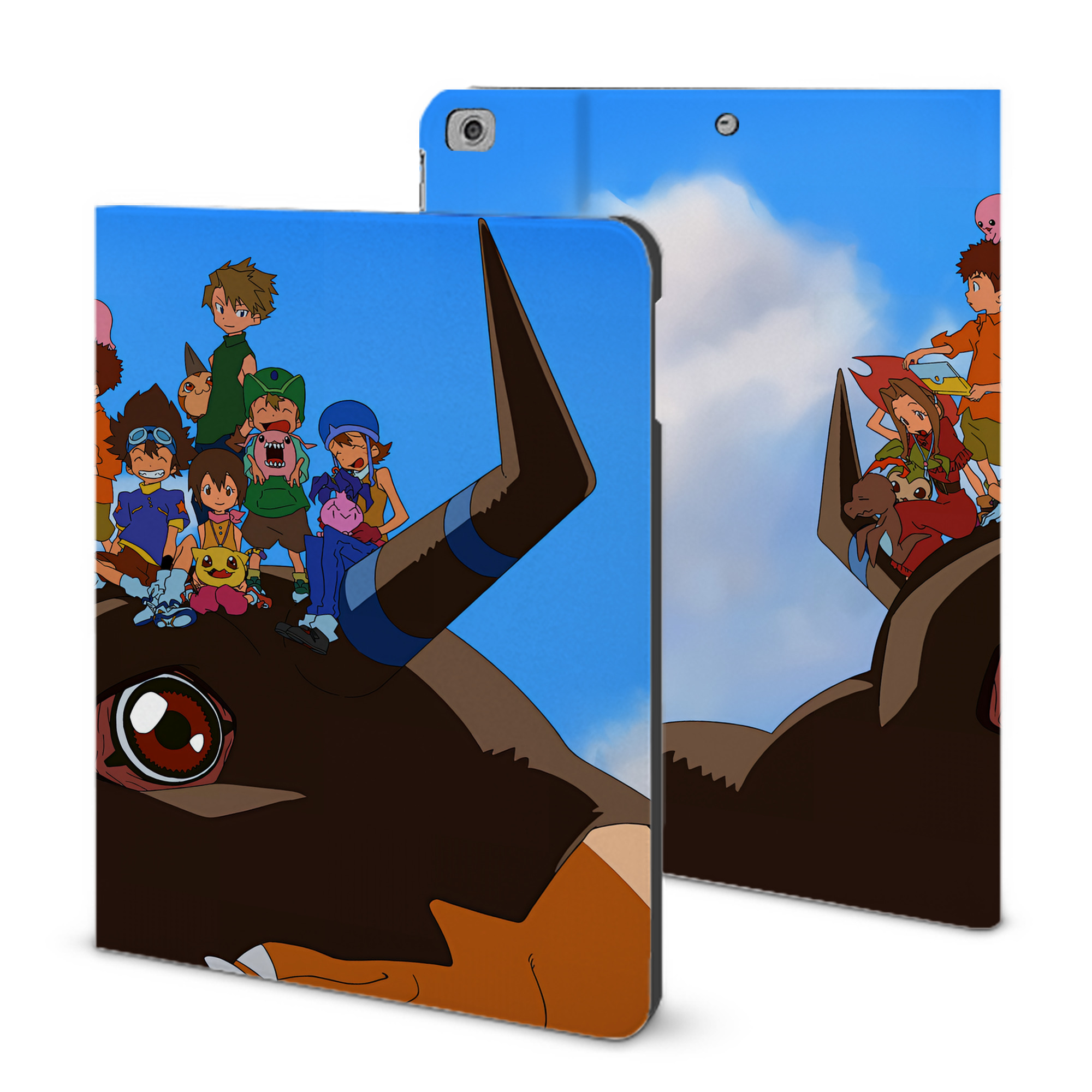（画像用） Digimon デジタルモンスター/デジモン IPad ケース ブック型 PUレザー TPU 耐衝撃 軽量 薄型 ペン収納なし 全面保護 IPad 各モデル対応